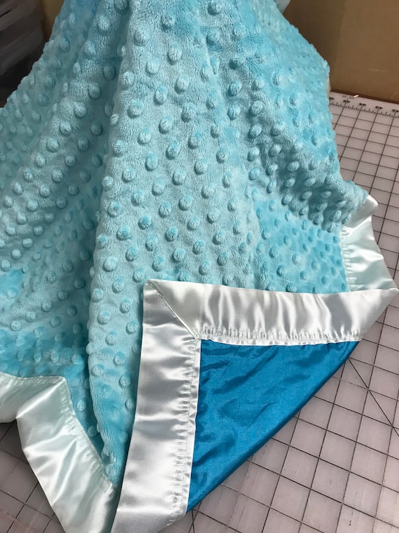 29 x 32 turquoise, teal and mint minky dot blanket