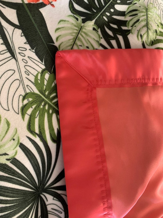 Tropical print minky and satin baby blanket 30 x 35 with FREE embroidery