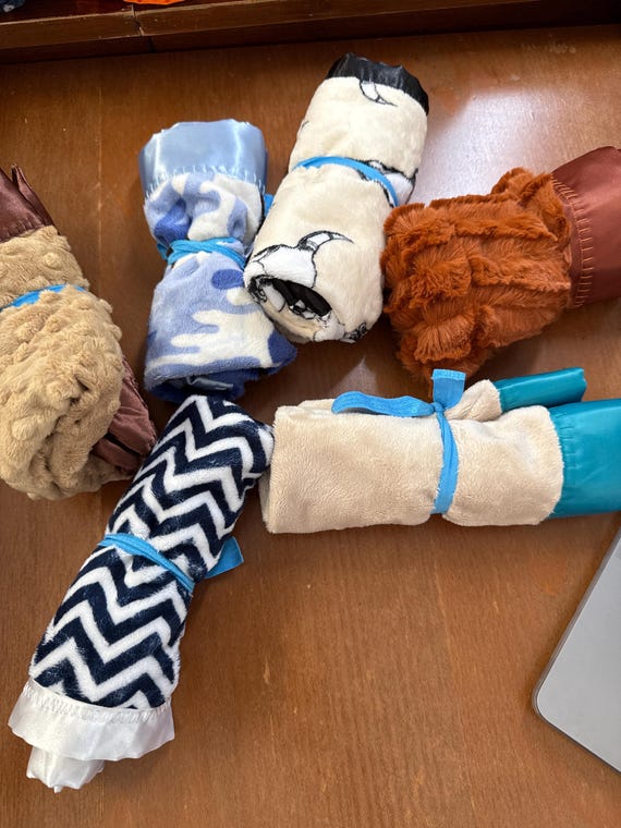 Minky baby loveys with satin binding-various colors.  FREE embroidery!