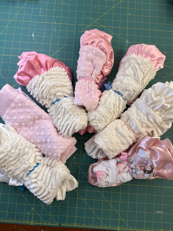 FREE embroidery baby girl loveys with ruffles-various colors.