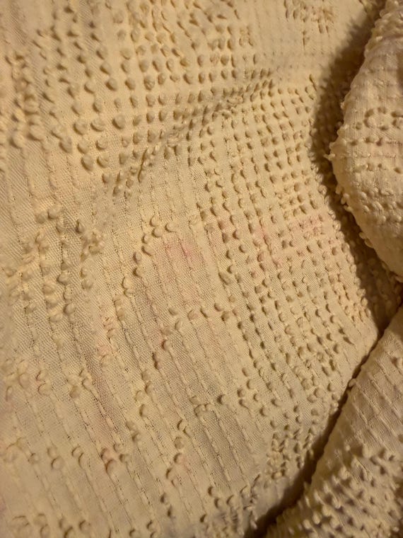 Vintage chenille yellow cutter crafts bedspread 92 x 108 usable size