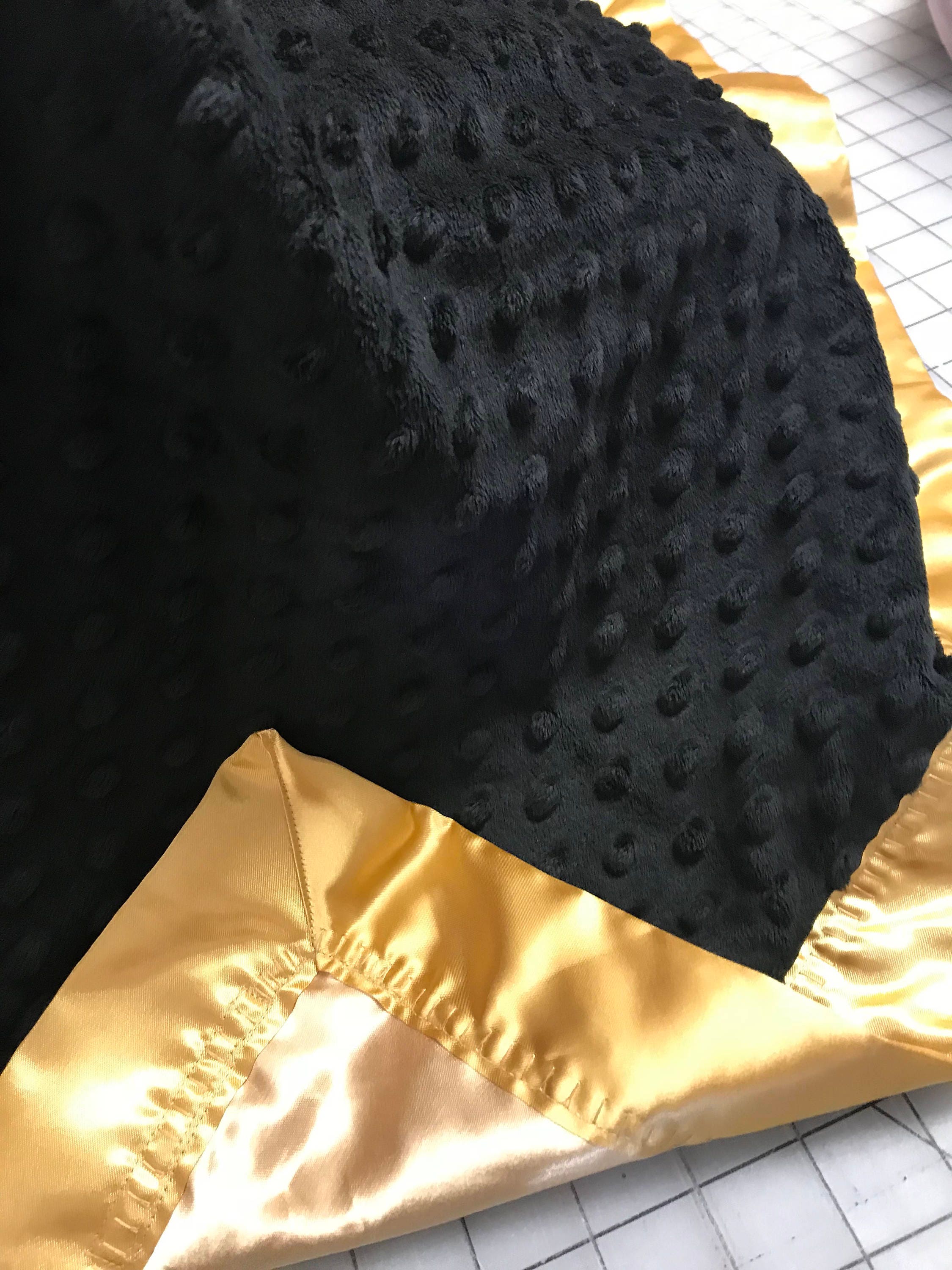30 x 34 black and gold minky and satin baby blanket