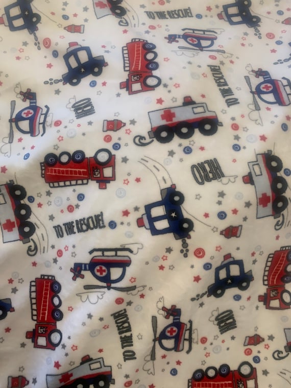30 x 35 To the rescue double minky baby blanket with FREE embroidery