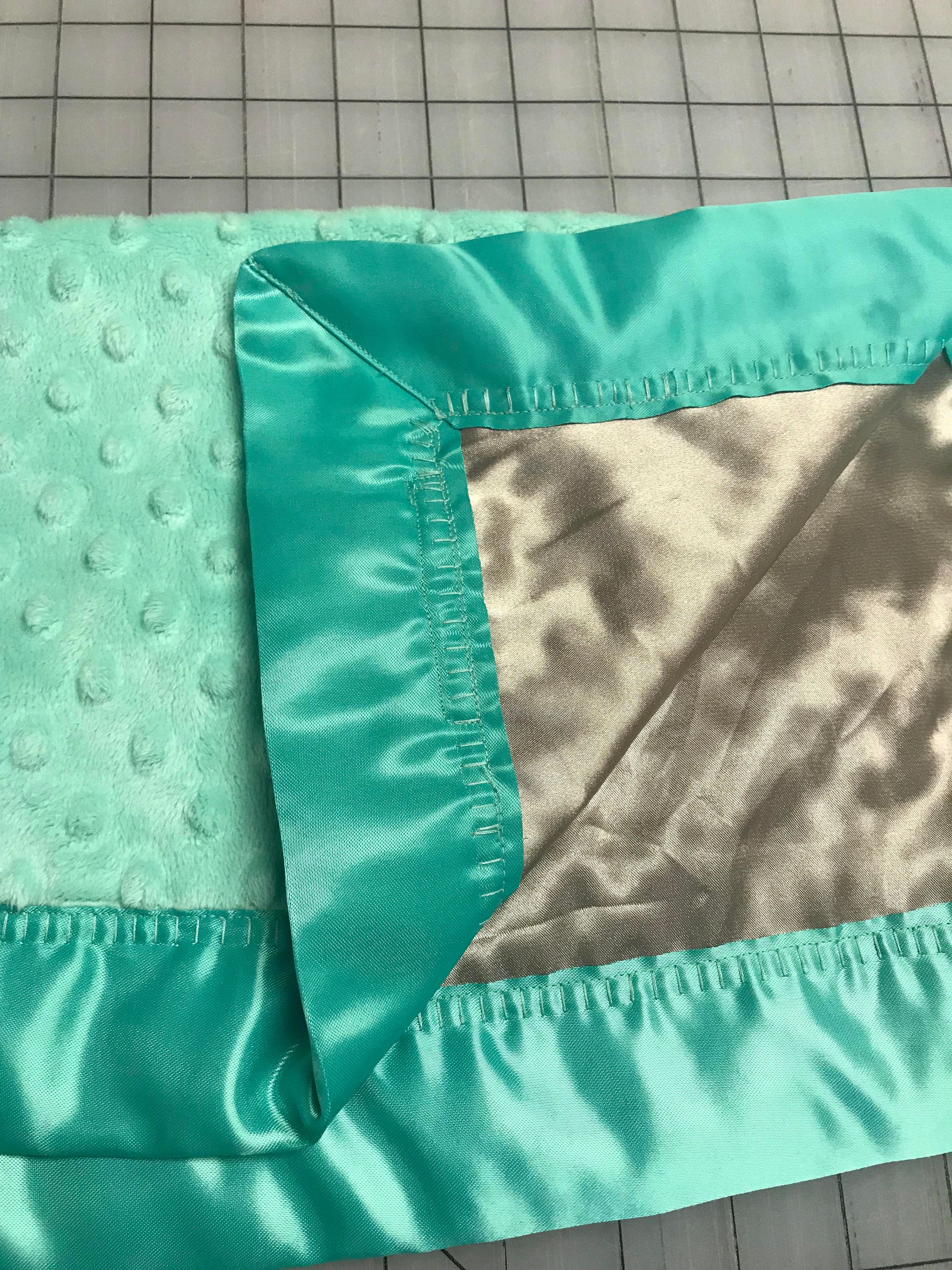 minky dot blanket with satin backing