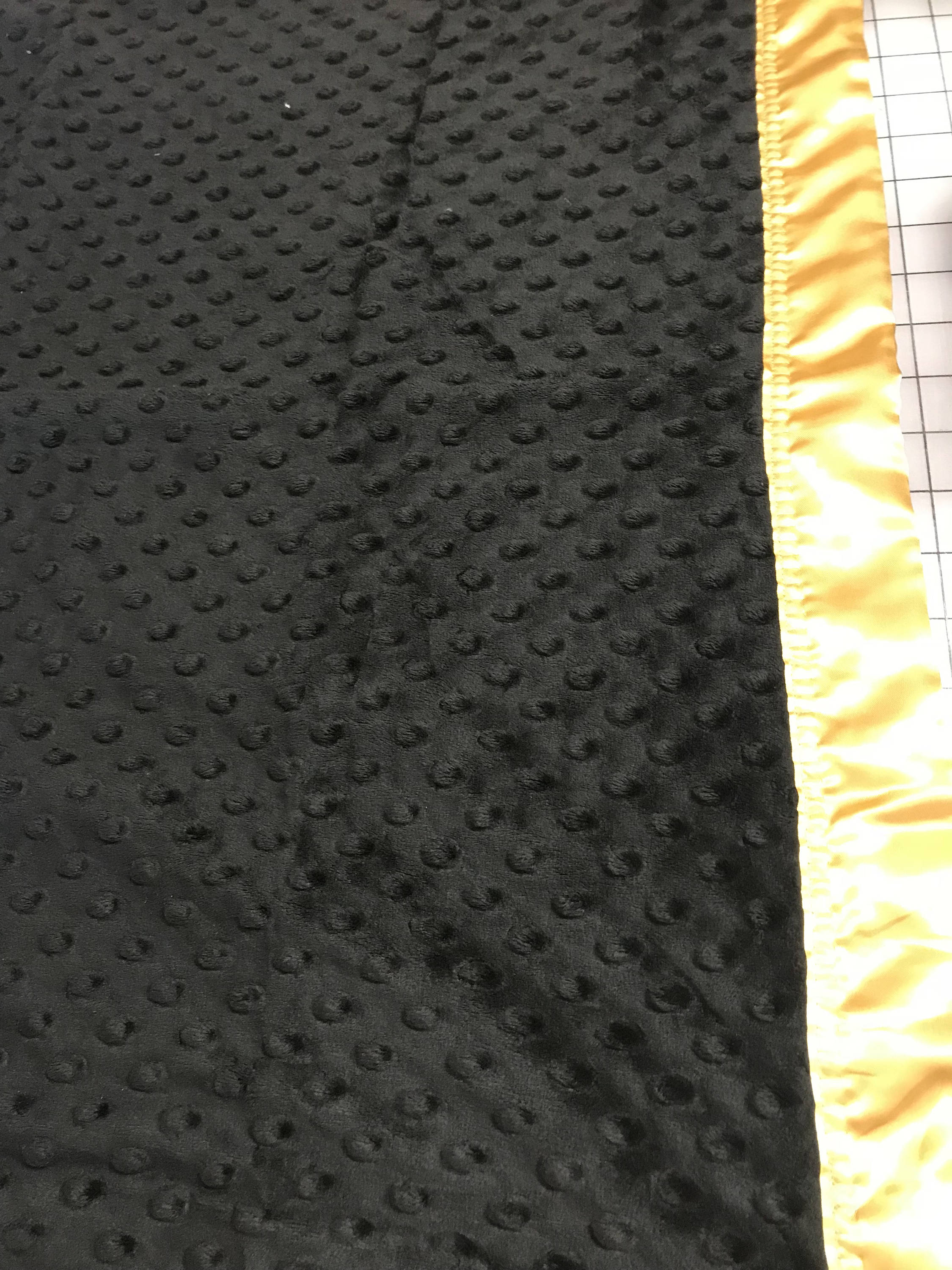 30 x 34 black and gold minky and satin baby blanket