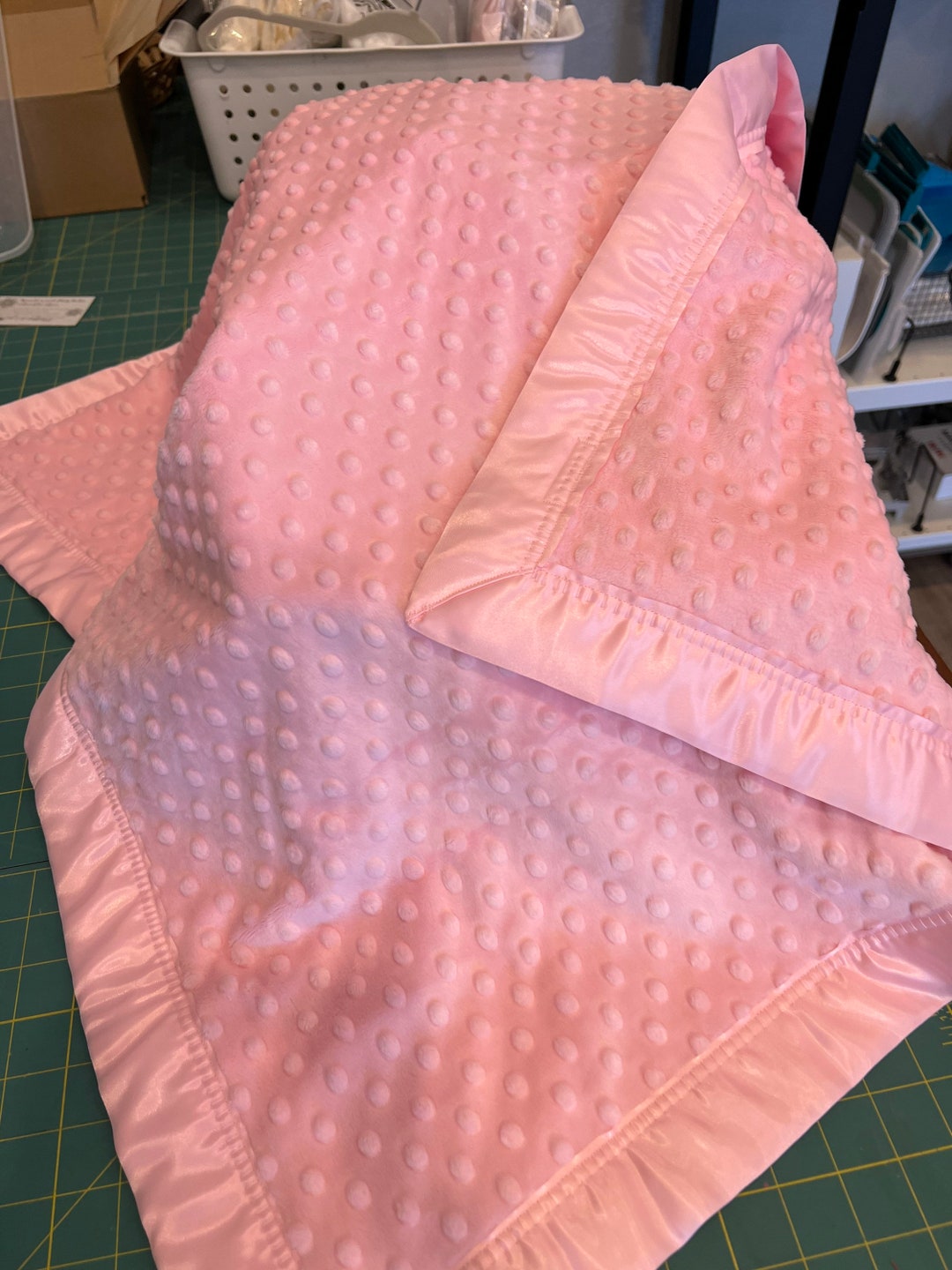 30 X 35 Baby Pink Double Minky Blanket With Pink Satin Binding Etsy