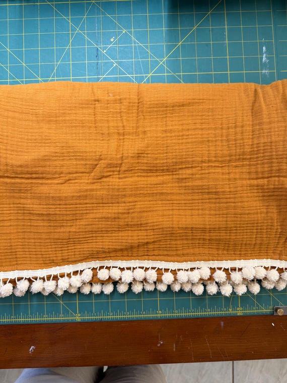 Gauze fringe thin summer baby blanket swaddle with FREE embroidery.