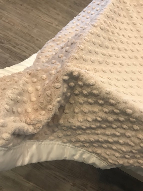 minky dot blanket with satin backing