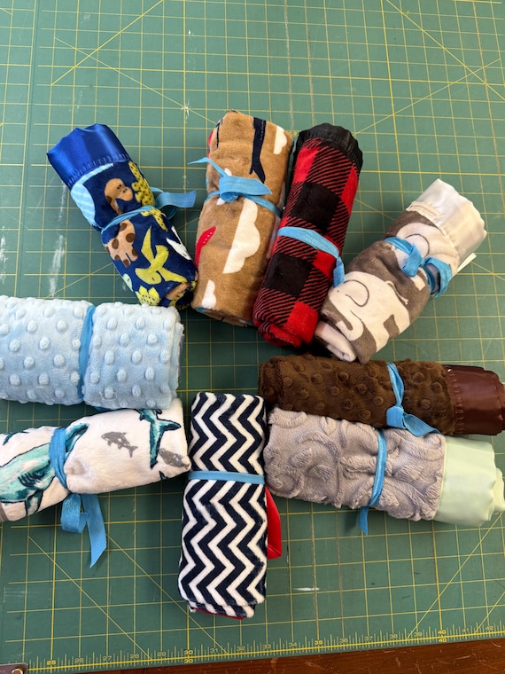 Minky baby loveys with satin binding-various colors.  FREE embroidery!