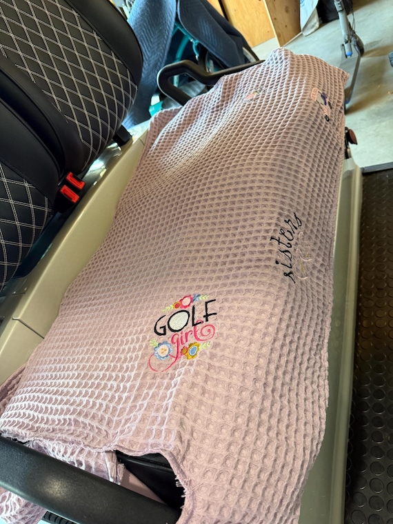 Personalized waffle fabric golf cart seat cover