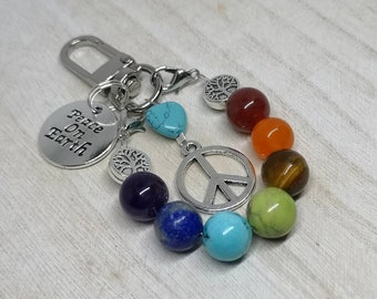 Crystal keychain, Peace keyring, Peace Keychain, Chakra keychain, Crystal keyring, crystal Keychain, crystal keyring, yoga keychain, Peace