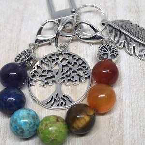 Chakra Beaded Keychain, Seven Chakra Keyring, Yoga Keychain, Tree of ...