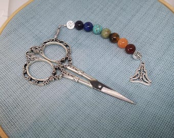 Scissor fob, (SCISSORS NOT INCLUDED) Beaded scissor fob, scissor keep, Chakra scissor fob, scissor fob scissor jewelry,sewing accessories,