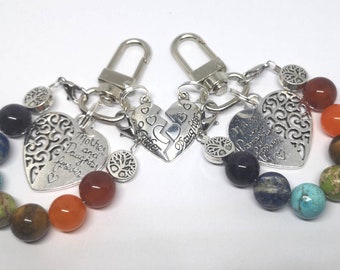 Mother and daughter keyrings, keychain, Chakra keychain, mother's day gift, mother's day keyring, mother's gift, daughter gift