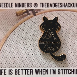 Cute cat needle minder, needle keep, needle magnet, needle nanny, cross stitch, embroidery, needle point, magnetic needle