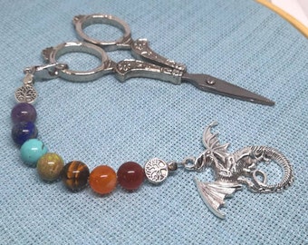Scissor fob (SCISSORS NOT INCLUDED) Beaded scissor fob, scissor keep, Chakra scissor fob, dragon scissor fob scissor jewelry,l