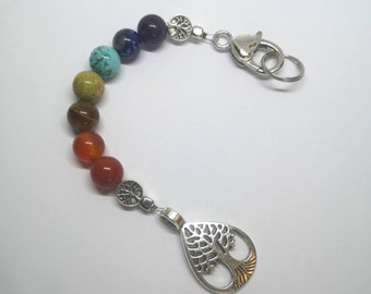 Portaforbici in cristallo con 7 chakra e ciondolo a forma di albero della vita, ciondolo per borsa, portaforbici, ciondolo portaforbici, portaforbici, portaforbici, regalo