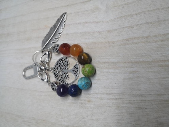 Chakra Beaded Keychain Seven Chakra Keyring Yoga Keychain - Etsy