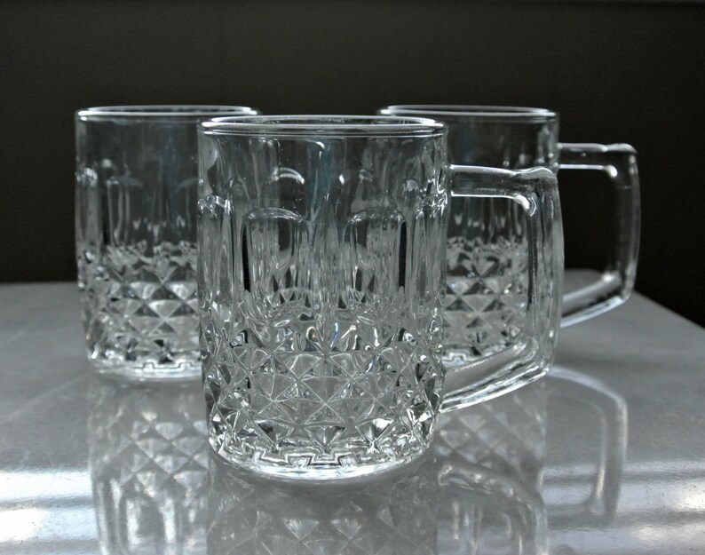 Vintage Lead Crystal Clear Coffee Mug Coffee Cup Diamond Etsy