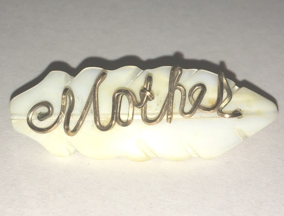 Vintage "Mother" Brooch Pin - Mother of Pearl She… - image 1