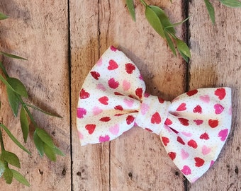 Scribble hearts Dog Bow, Heart Dog Bow Tie, Glitter Bow, Valentine Bow