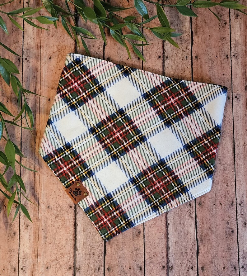 Green Plaid Dog Bandana, Christmas in July Dog, Buffalo Plaid Dog Bandana, Dog Gift image 2