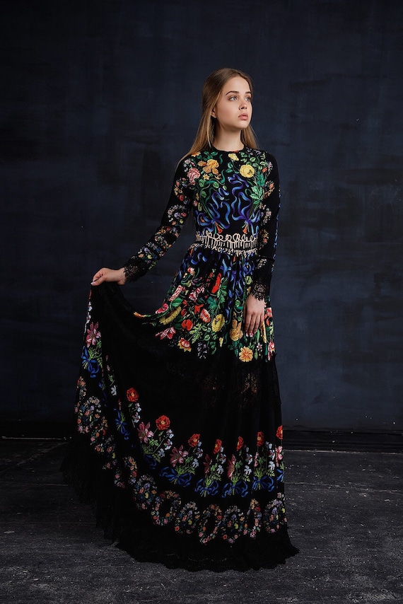 long sleeve silk dress floor length