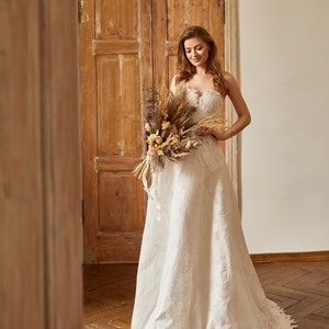 Bohemian linen wedding dress, Rustic wedding dress, Linen wedding gown, Country wedding dress, Couture wedding dress image 4
