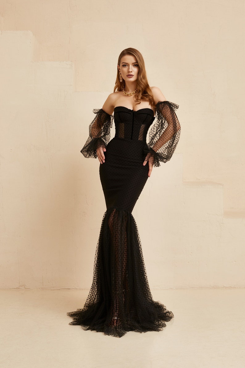 Black Wedding Dress Gothic Wedding Dress Mermaid Silhouette - Etsy