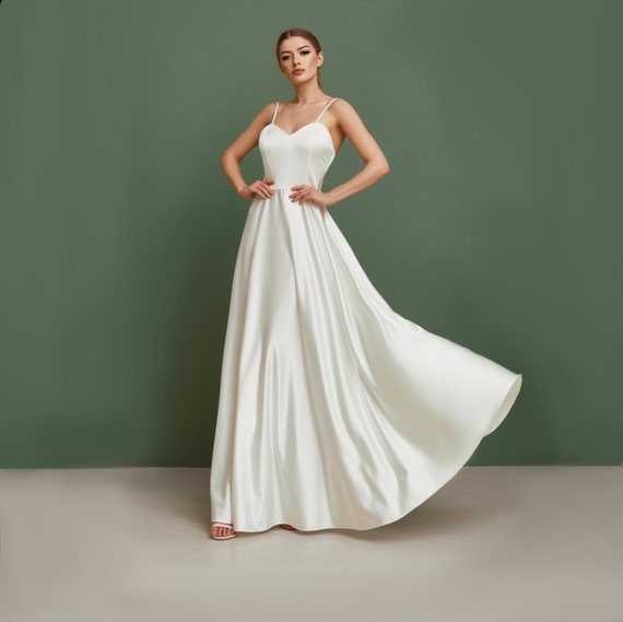 Casual A-Line Silk Wedding Dress