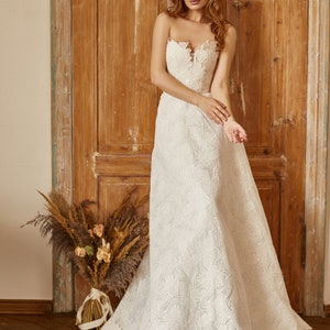 Bohemian linen wedding dress, Rustic wedding dress, Linen wedding gown, Country wedding dress, Couture wedding dress image 6