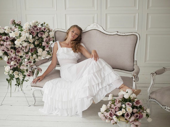 Beach Wedding Dress Simple Wedding Dress Fit Flare Etsy