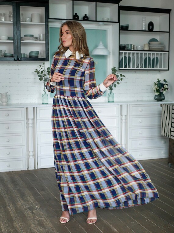 plaid dress with white collar