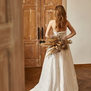 Bohemian linen wedding dress, Rustic wedding dress, Linen wedding gown, Country wedding dress, Couture wedding dress image 8