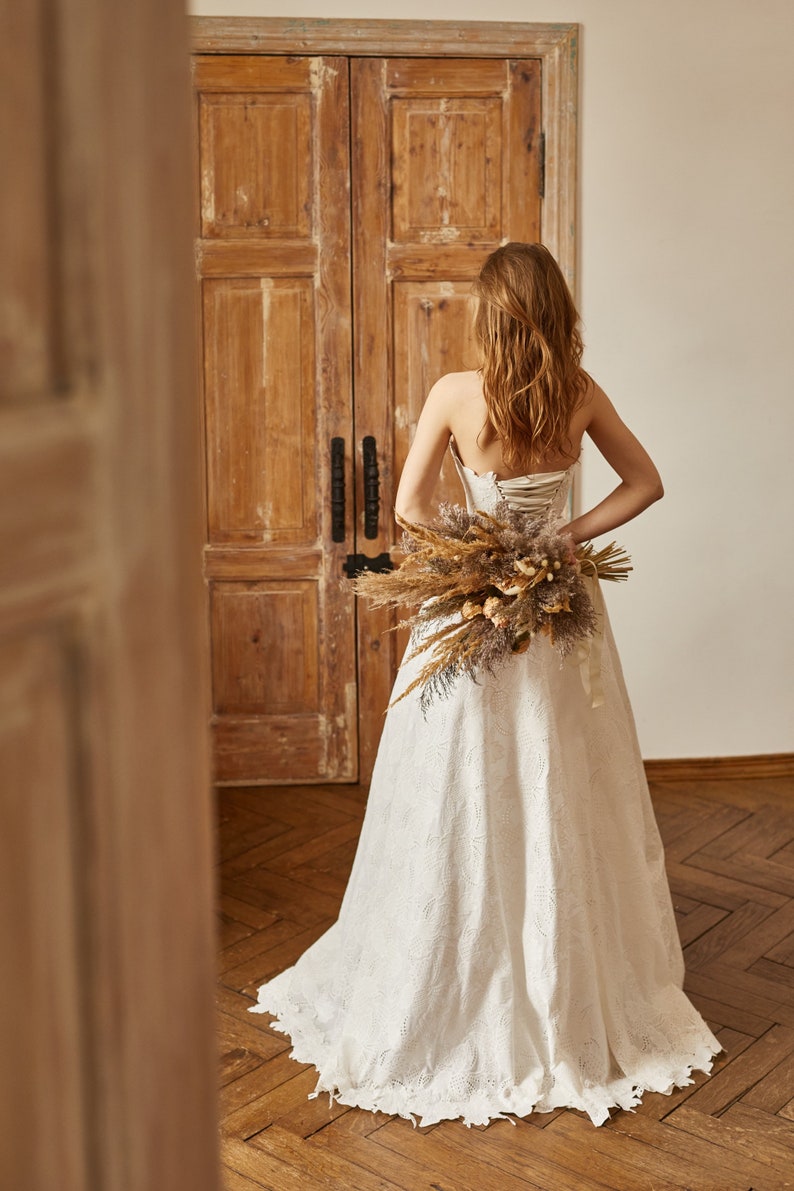 Bohemian linen wedding dress, Rustic wedding dress, Linen wedding gown, Country wedding dress, Couture wedding dress image 8