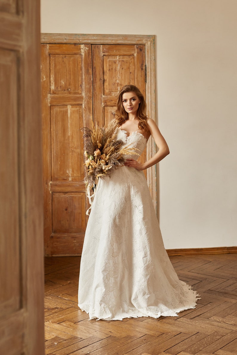 Bohemian linen wedding dress, Rustic wedding dress, Linen wedding gown, Country wedding dress, Couture wedding dress image 7