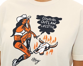 Camiseta vaquera corta Yallternative: Camisa gótica estilo western
