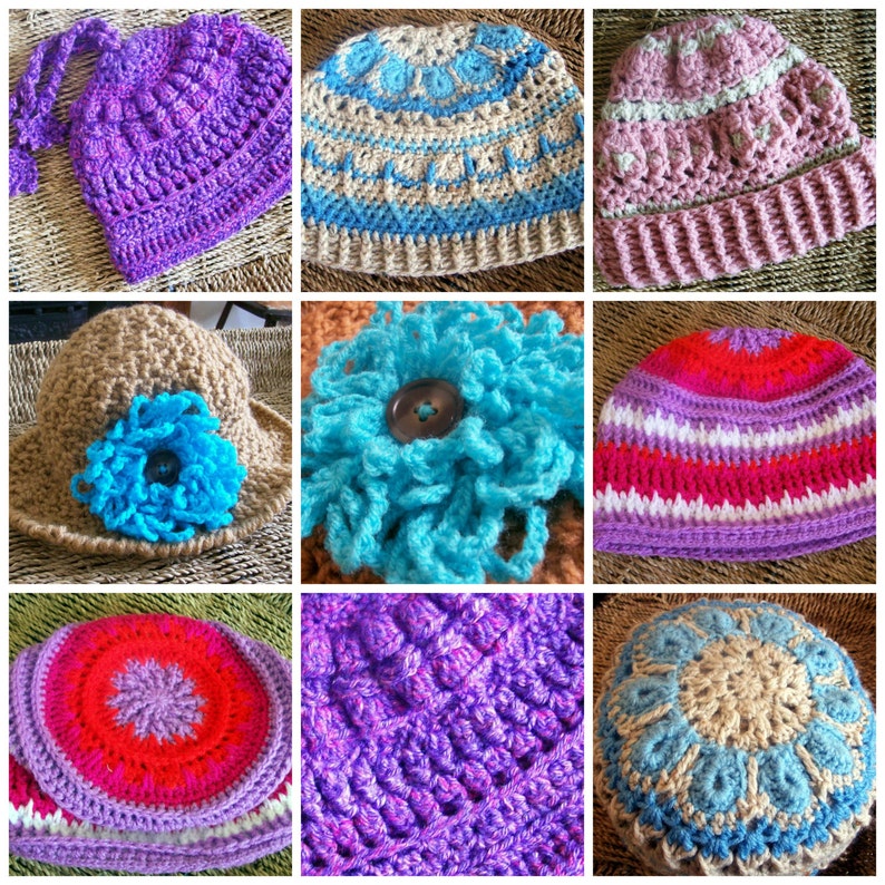 Pdf Pattern for Crocheted Hats. Set of 5. - Etsy