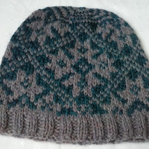 Winter Hat Knitting Pattern. Teen/Adult size. Fair Isle Design.