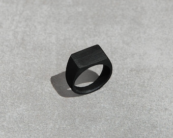 Classic Signet Ring,Matte Black Ring,Resin Jewellery, Handcrafted, Minimalist, Unisex Jewelery, For Him, Man Ring, Father's Day Gift, Gift