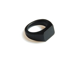 Classic Signet Ring,Matte Black Ring,Resin Jewellery, Aluminum Ring, Handcrafted, Minimalist, Unisex Jewelery, For Him