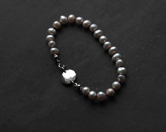 silver bracelet with white perls - natural pearls bracelet - bridal jewellery - delicate bracelet - pearl beaded bracelet