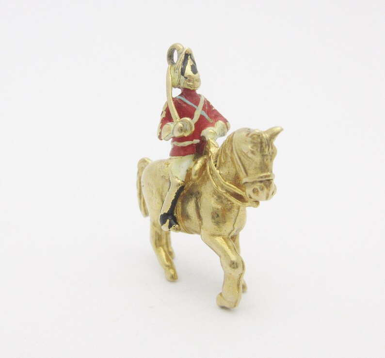 14k Yellow Gold Soldier on Horse Pendant