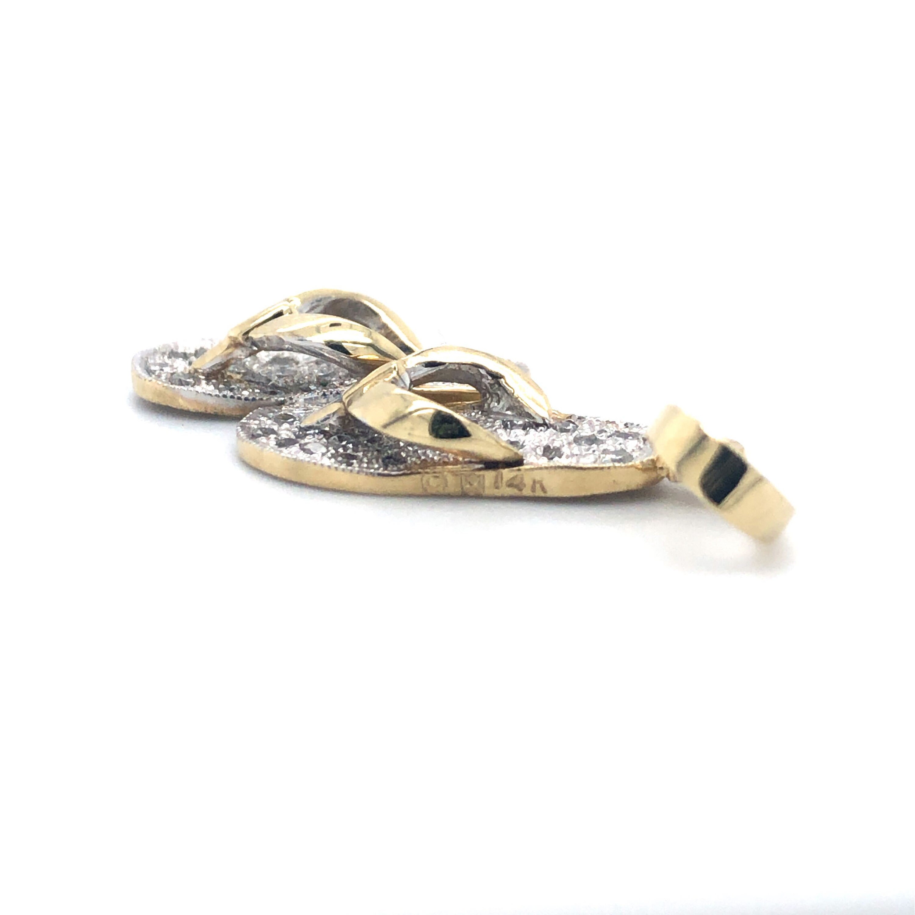 Estate Diamond Flip Flops 14k Yellow Gold Pendant | Etsy