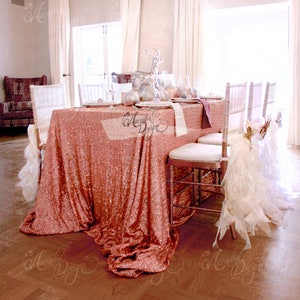 Rose Gold Sequin Tablecloth MADE TO ORDER Shimmer Sparkly Overlays ...