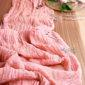 Rose Pink Cheesecloth Table Runner | Sheer Gauze Tablecloth Décor for Bridal Shower, Bachelorette Party, Baby Shower Princess Birthday party