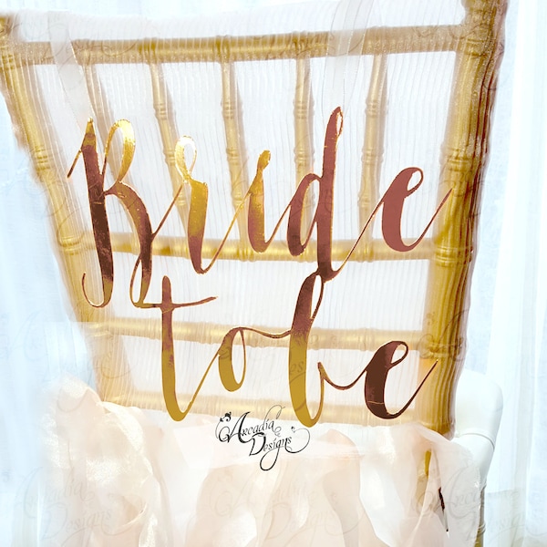 Bride To Be Hand Calligraphy Chair Sign for Bridal Shower Decor | Bride-To-Be Cardstock or Wood Romantic Bridal Chair Decoration