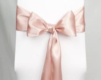 Blush Rose Gold High quality Satin Chair Sash. Pre-ironed for Chair Decoration in Bridal Shower Wedding Ceremony Event Reception | In stocks