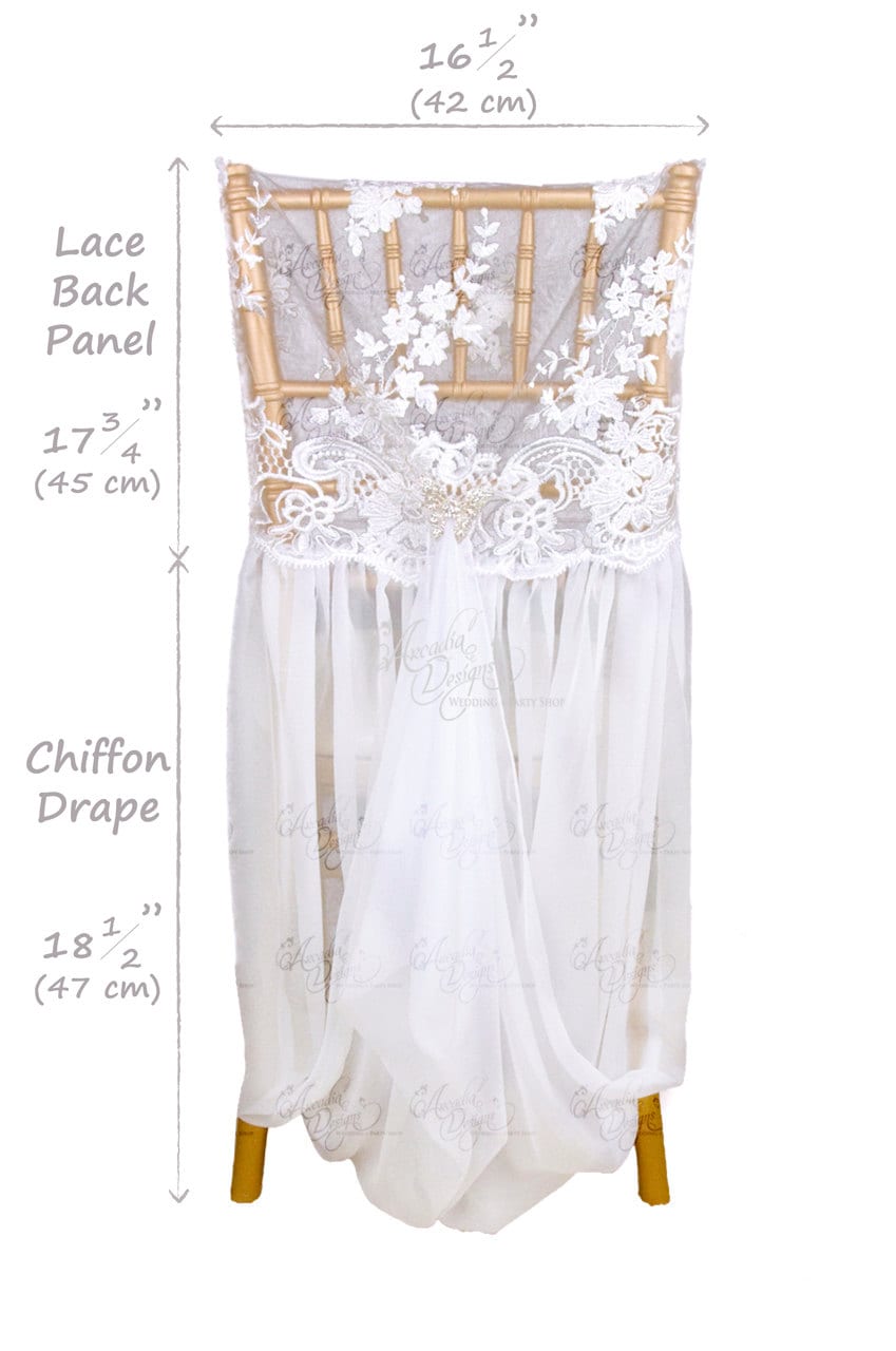 Lace Chair Cover With Chiffon Drape & Optional Butterfly Etsy