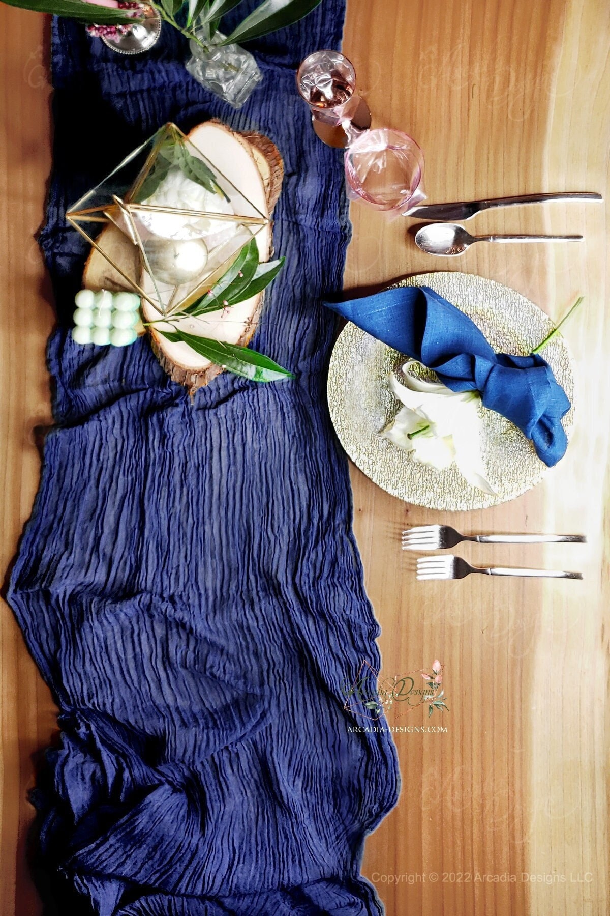 Navy Blue Cheesecloth Table Runner Sheer Gauze Tablecloth Dcor for Bridal Shower Bachelorette Party Baby Shower Birthday
